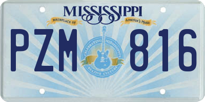 MS license plate PZM816