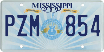 MS license plate PZM854