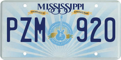 MS license plate PZM920