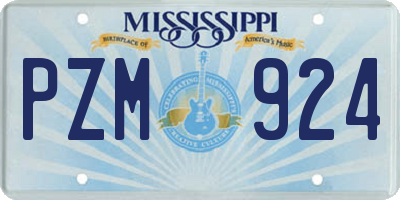 MS license plate PZM924