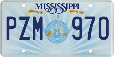 MS license plate PZM970