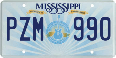 MS license plate PZM990