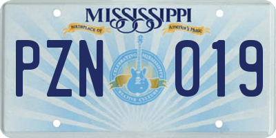 MS license plate PZN019