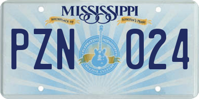 MS license plate PZN024
