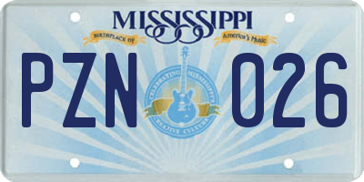 MS license plate PZN026