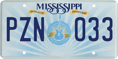 MS license plate PZN033