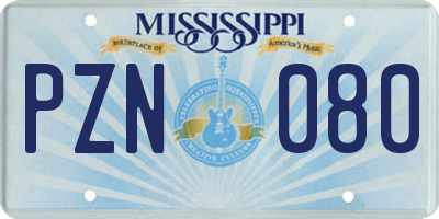 MS license plate PZN080