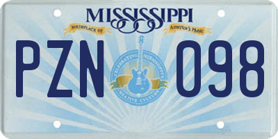 MS license plate PZN098