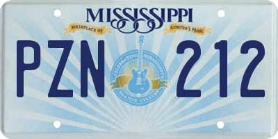 MS license plate PZN212