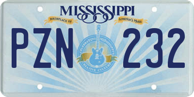 MS license plate PZN232