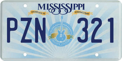 MS license plate PZN321