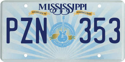 MS license plate PZN353