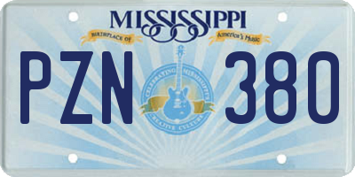 MS license plate PZN380