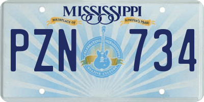MS license plate PZN734