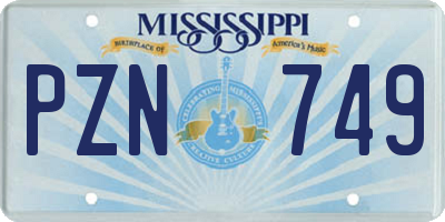 MS license plate PZN749