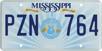 MS license plate PZN764