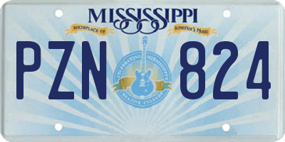 MS license plate PZN824
