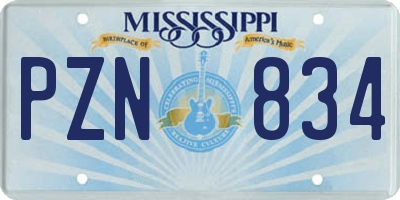 MS license plate PZN834