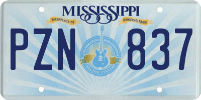 MS license plate PZN837