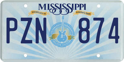 MS license plate PZN874
