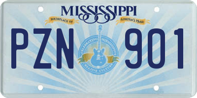 MS license plate PZN901