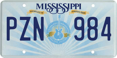 MS license plate PZN984