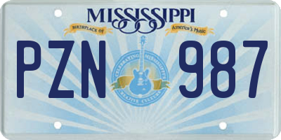 MS license plate PZN987