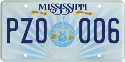 MS license plate PZO006