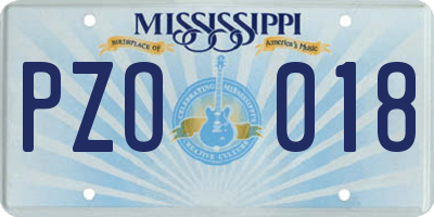 MS license plate PZO018