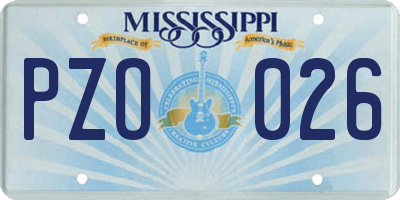 MS license plate PZO026