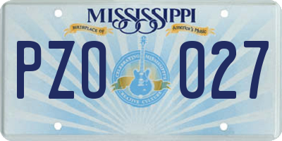 MS license plate PZO027