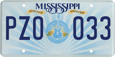 MS license plate PZO033