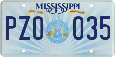 MS license plate PZO035