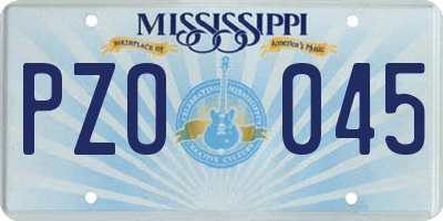 MS license plate PZO045