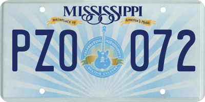 MS license plate PZO072