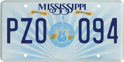 MS license plate PZO094