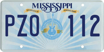 MS license plate PZO112