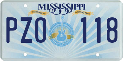 MS license plate PZO118