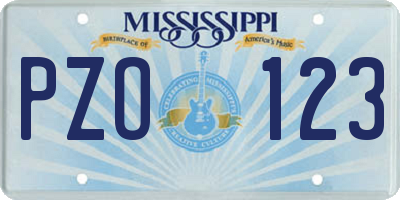 MS license plate PZO123
