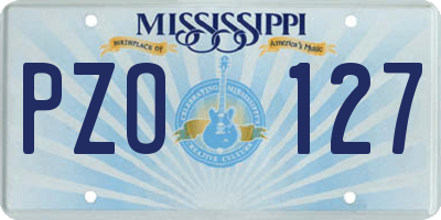 MS license plate PZO127