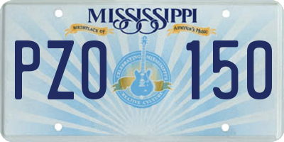 MS license plate PZO150