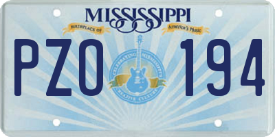 MS license plate PZO194