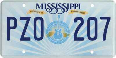 MS license plate PZO207