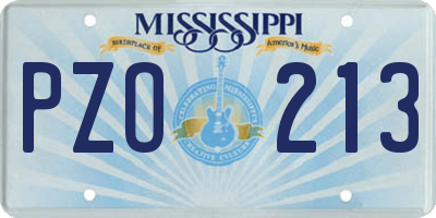 MS license plate PZO213