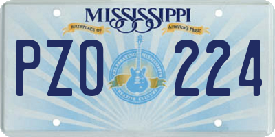 MS license plate PZO224