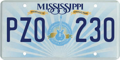 MS license plate PZO230