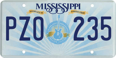 MS license plate PZO235