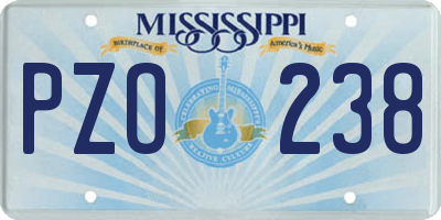 MS license plate PZO238