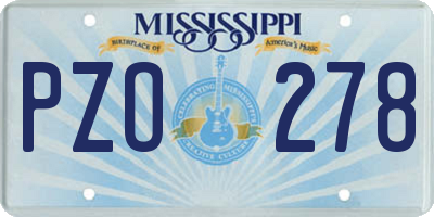 MS license plate PZO278