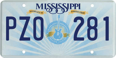 MS license plate PZO281